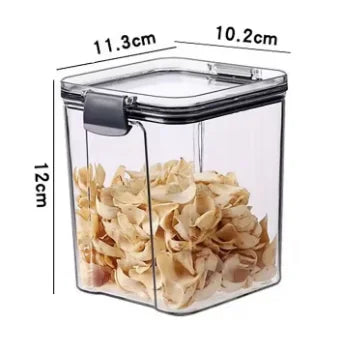 Transparent Storage Box Rectangular Stackable Food Grade Sealed Tank Seasoning Bottle Square Moisture-proof Storage Box Kitchen.