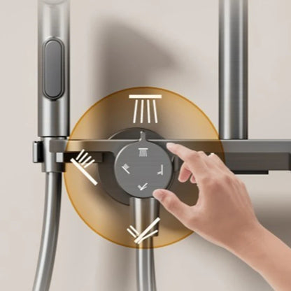 Four Ways Water Outlet Shower System Rainlfall Pressurized Sunflower Shower Set Wall Mounted Hot Cold Bathroom Shower Faucet Set