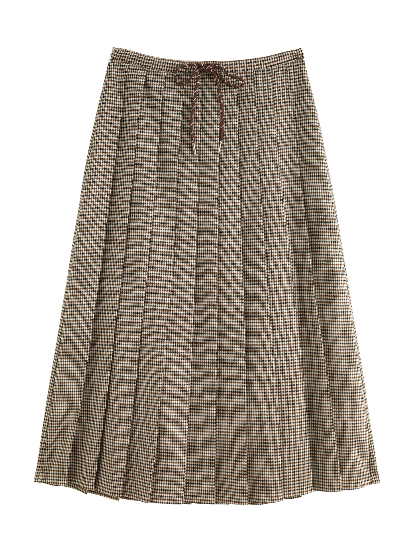 ZIQIAO Houndstooth Pleated Skirt Women's 2025 Autumn New Style College Style Pattern Versatile Casual Mid-length Skirt 25ZQ93064.