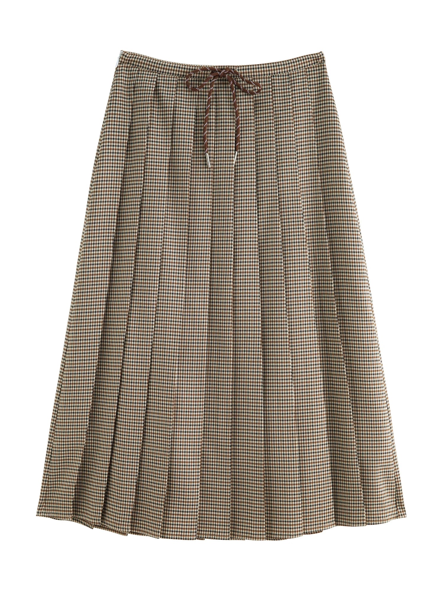 ZIQIAO Houndstooth Pleated Skirt Women's 2025 Autumn New Style College Style Pattern Versatile Casual Mid-length Skirt 25ZQ93064.