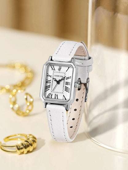 Fashion Rectangle Quartz Wrist Watch for Women Luxury Brand Roman Dial Leather Strap  Ladies Watches Clock