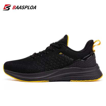 Baasploa Men's Running Shoes New Fashion Lightweight Mesh Breathable Walking Shoes Male Outdoor Casual Lace-Up Sports Shoes