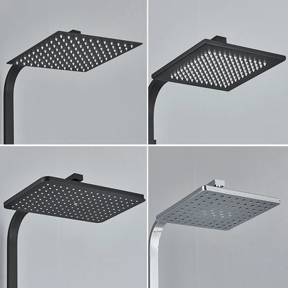 Rainfall Bathroom Shower Faucet Kit With Bidet Wall Mounted Stainless Steel Hot Cold Water Mixer Tap System With Rack,Tub Spout