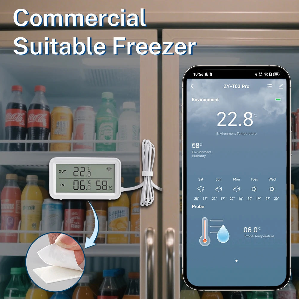Tuya Wi-Fi Temperature and Humidity Sensor With External Probe Smart Digital LCD Screen Work with Smart Life Google Assistant.