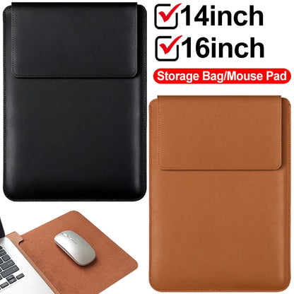 14-16 inch PU Leather Laptop Sleeve Bag Protective Case Cover Laptop Sleeve Case for MacBook Air 15 2023-2025 Pro 16 2021-2024.
