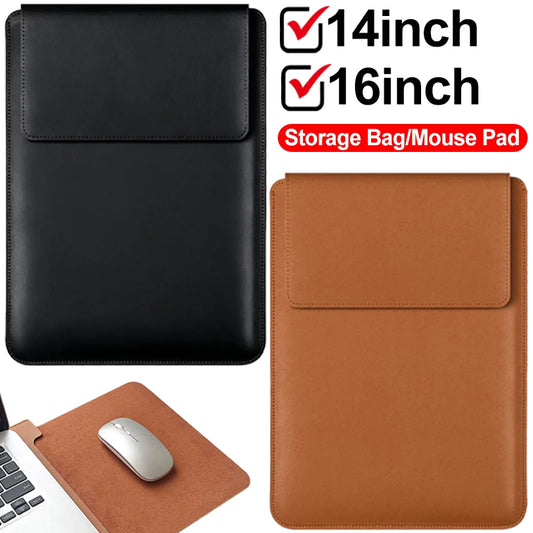 14-16 inch PU Leather Laptop Sleeve Bag Protective Case Cover Laptop Sleeve Case for MacBook Air 15 2023-2025 Pro 16 2021-2024.