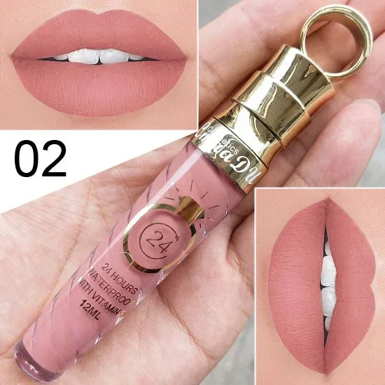 20 Colors Lipstick Waterproof Long Lasting Matte+Shimmer Mental Beauty Lip Gloss Nude Glitter Lip Gloss Beauty Sexy Lip Tint.