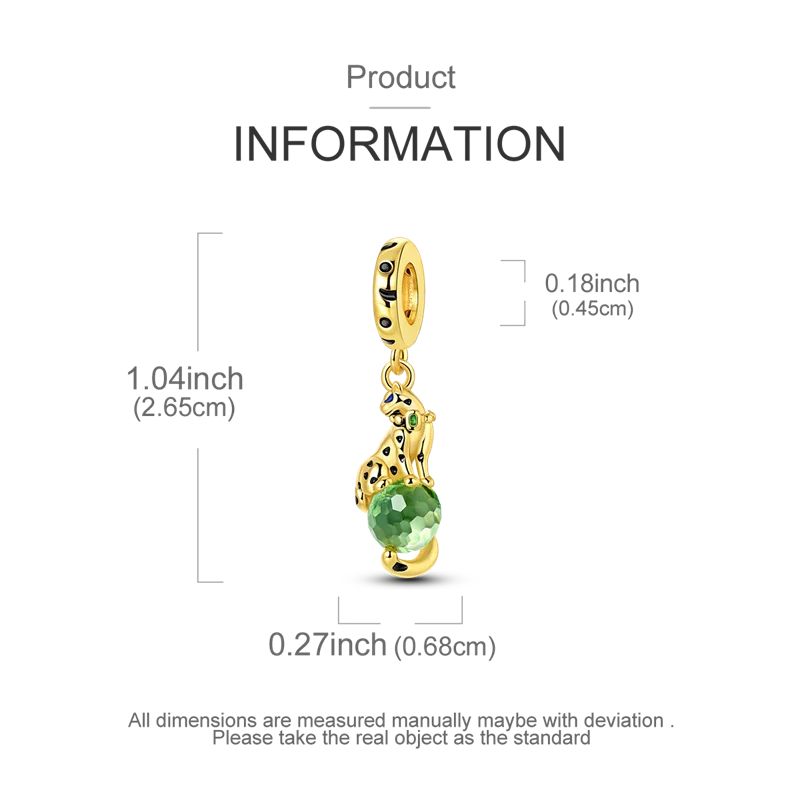 Gold Series DIY Charms Bead Original 925 Sterling Silver Inlaid Zirconium Sun Leopard Pendants Fit Bracelet Jewelry Gift Marking.