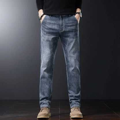 Autumn Winter Men's Fashion Casual Stretch Straight-leg  Jeans Men Streetwear Denim Jogger Pants Men Baggy Harem Jean Trousers.