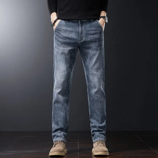 Autumn Winter Men's Fashion Casual Stretch Straight-leg  Jeans Men Streetwear Denim Jogger Pants Men Baggy Harem Jean Trousers.