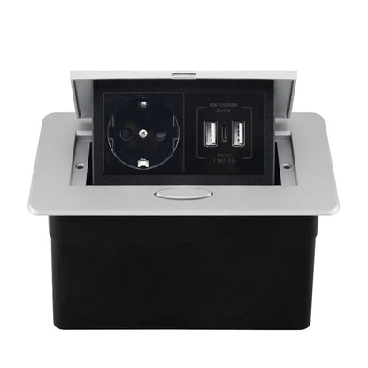 Tischsteckdose EU-Steckdose mit USB-Typ-C-Buchse im Theke Pop-Up-Buchse Desktop-Buchse Aluminiumabdeckung verdeckte Steckdose