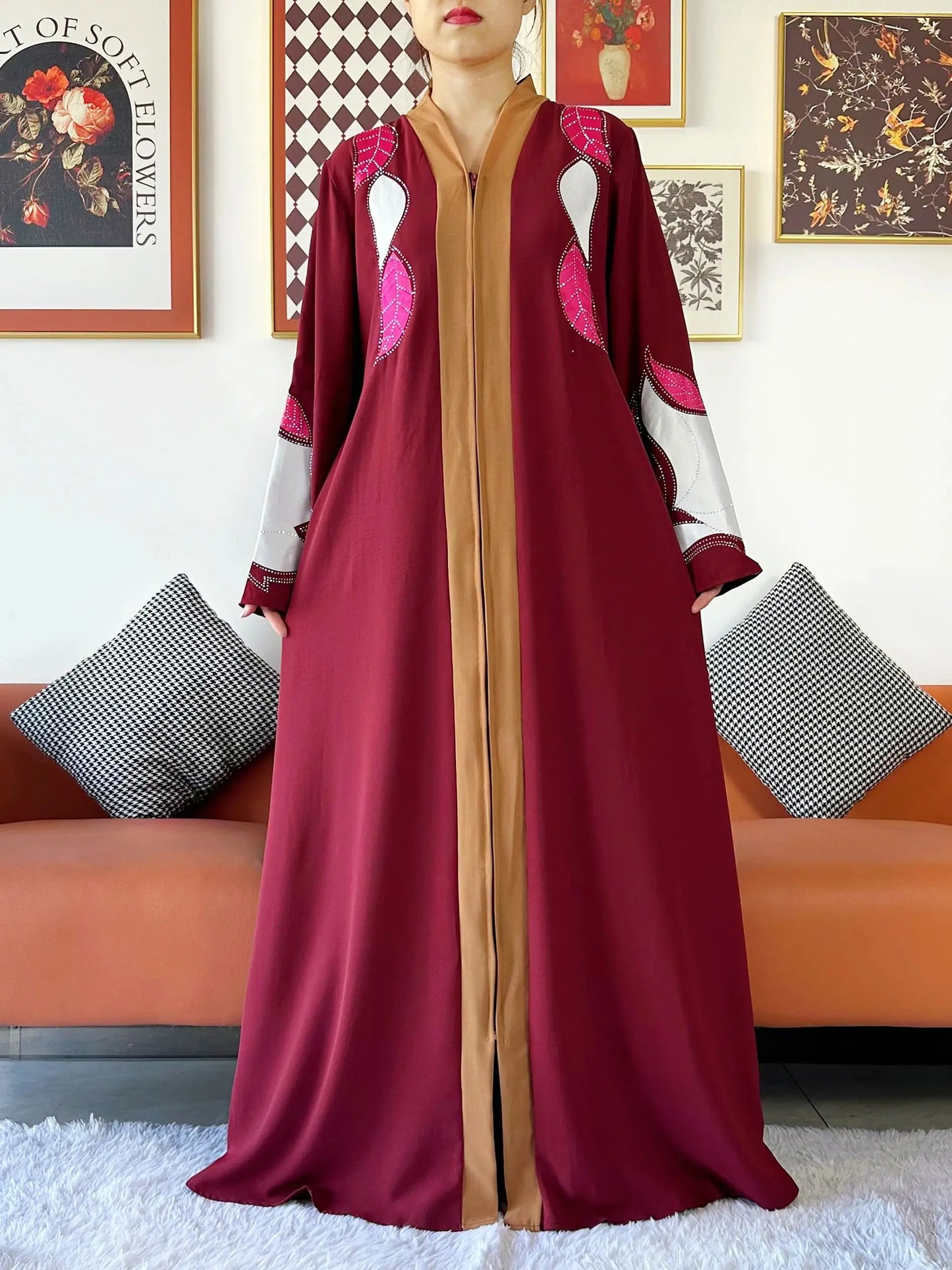 High Grade Fabric Women Party Dress Chiffon Open Abaya Muslim Women Dress Islamic Clothing Cardigan Abaya Women Muslim Dress.