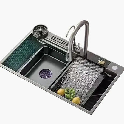 High-end stainless steel Kitchen Sink Matte Square Kitchen Accessories Large Single Sink Wash Basin With Faucet