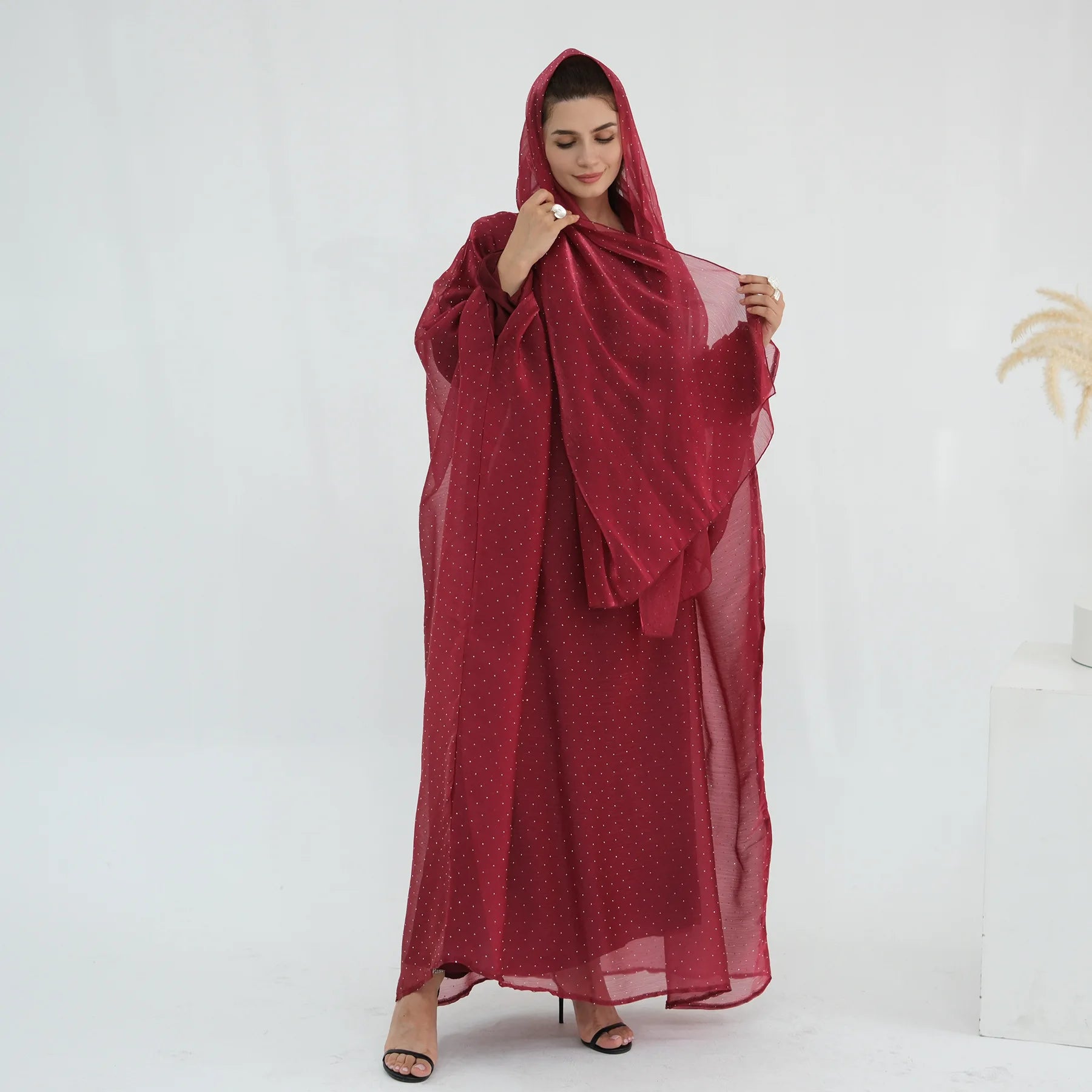 Eid 2 Piece Muslim Woman Set Diamonds Butterfly Abaya with Matching Inner Dress Dubai Luxury Kebaya Caftan Marocain Islam Outfit.