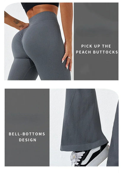 Sexy Slim Flared Pants Cross Waist Legging Women Seamless Gym Running Cycling Knit Yoga Stretch Butt Lift High Waist Pants.