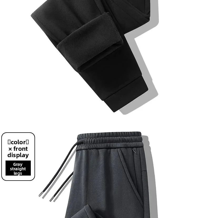 Men's Plus Size Pants Thickened Fleece Lined Thickened Autumn Winter Casual Trousers Loose Warm Outerwear Cold Proof Clothing.