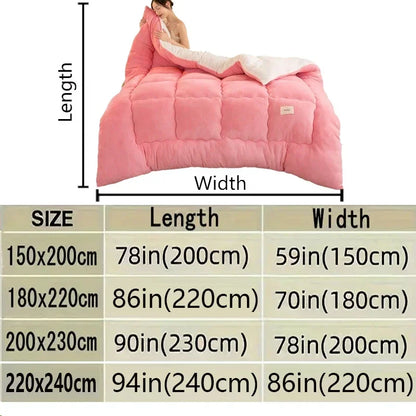 Winter Quilt Blanket Double Sided Velvet Lamb Cashmere Double Bed Quilts King Queen Full Size Bed Duvet Thicken Comforter Core.