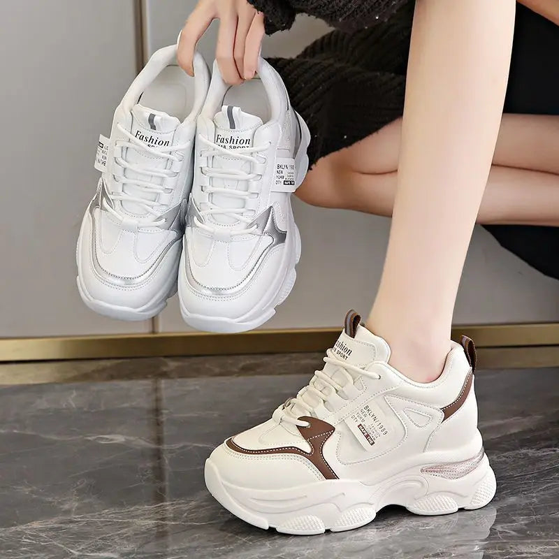 Women Thick Bottom Ultra-light Sneakers New Spring Autumn White Sports Shoes Casual Woman Comfort Breathable Running Shoes.