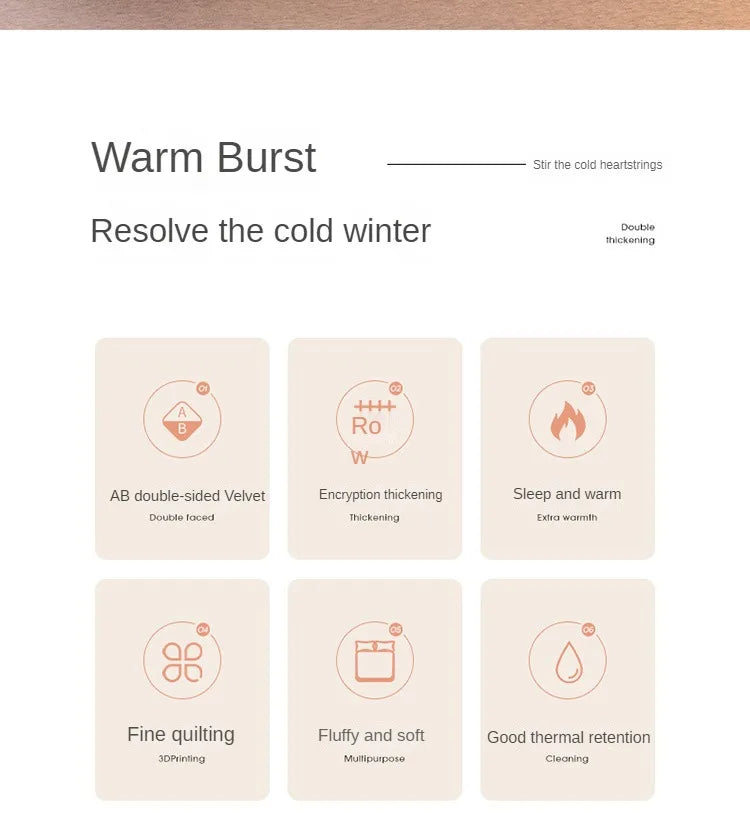 New Super Warm Lamb Wool Quilt Winter Thickened Cotton Quilt Warm Cotton Double sided Velvet Soft Extra Large Blanket.