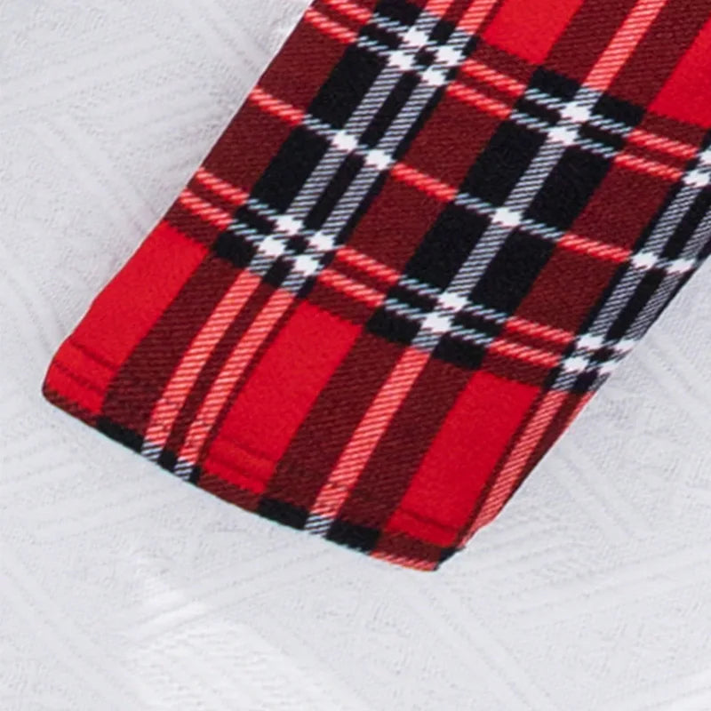 Three Piece Set For Winter Girls Cute And Warm Christmas Plaid Printed Jacket Long Sleeved Pants Princess Birthday Party Dress.