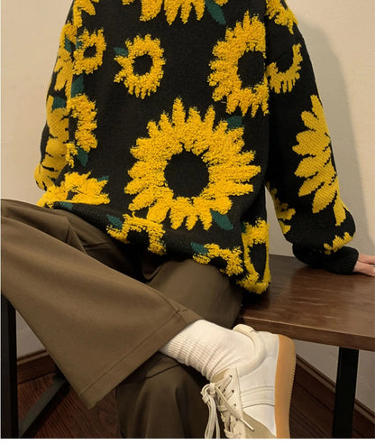 2024 Sweater Winter Sunflower Warm Sweaters  Fashion Male O-Neck Pullovers Sweater Men Loose Casual Sweater Thick Knitted Unisex.