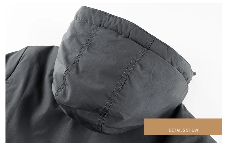 Thick Coat Winter Outdoor Running Sports Windproof Warm Fleece Hooded Cargo Jacket Men Removable Hood Thick Warm Fleece Jacket