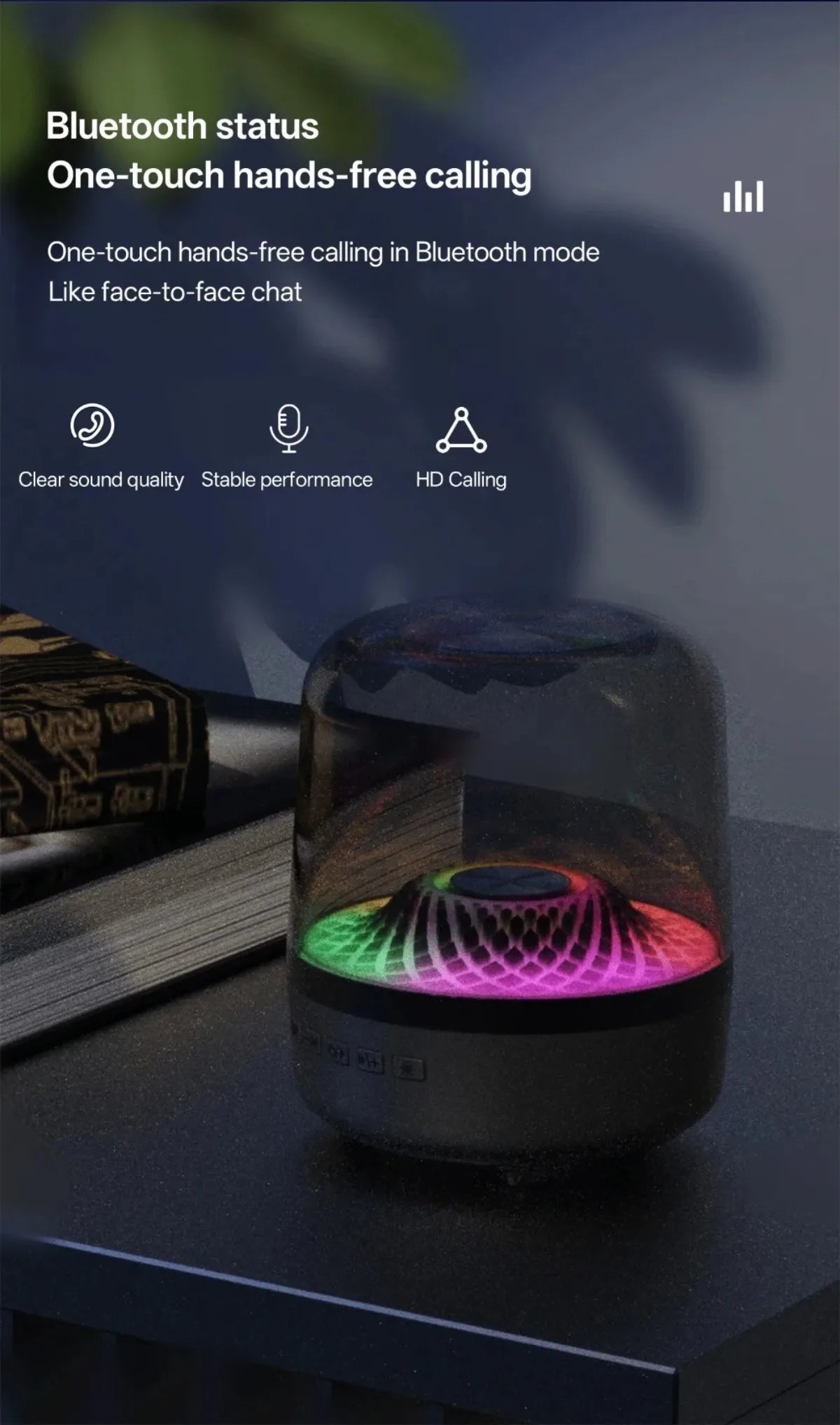 Portable Bluetooth 5.3 Breathing Lamp Speakers 3D Hi-Fi  Audio Subwoofer Outdoor Loudspeaker Music Surround Bass Box Speaker.
