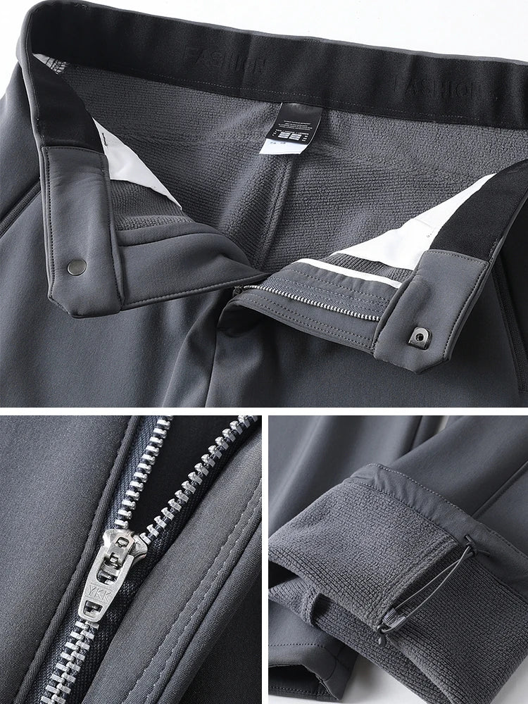 Men's Performance Casual Pants Fleece Lined Outdoors Waterproof Windproof Warm Trousers Business Travel Golf Stretch Pants.