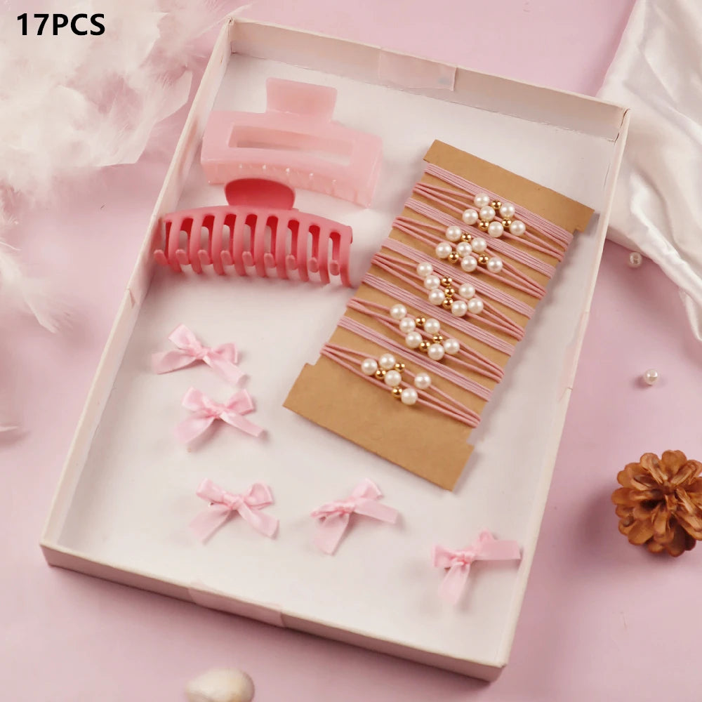 1 Set Pink Hair Accessories Set For Women Girls Hair Claw Hair Tie,Hair Scrunchies Rubber Band For Hair Fashion Hair Accessories.