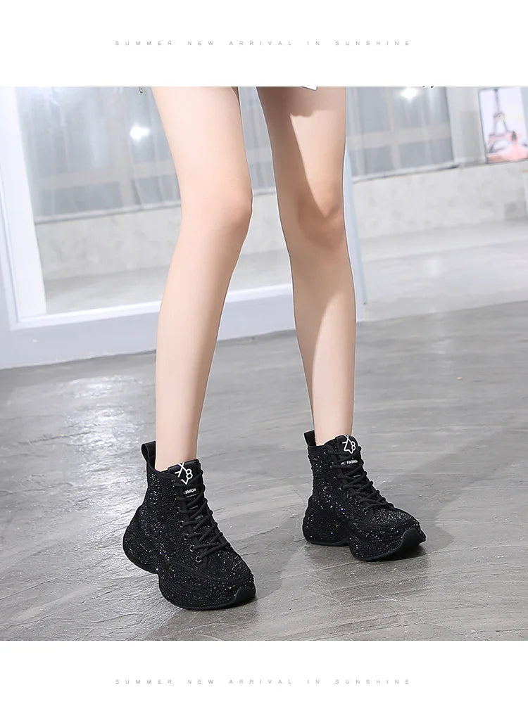 2025 Shiny Rhinestones Thick Sole Autumn Winter Short Ankle Women Boots Women's Shoes for Woman Booties Boots for Women.