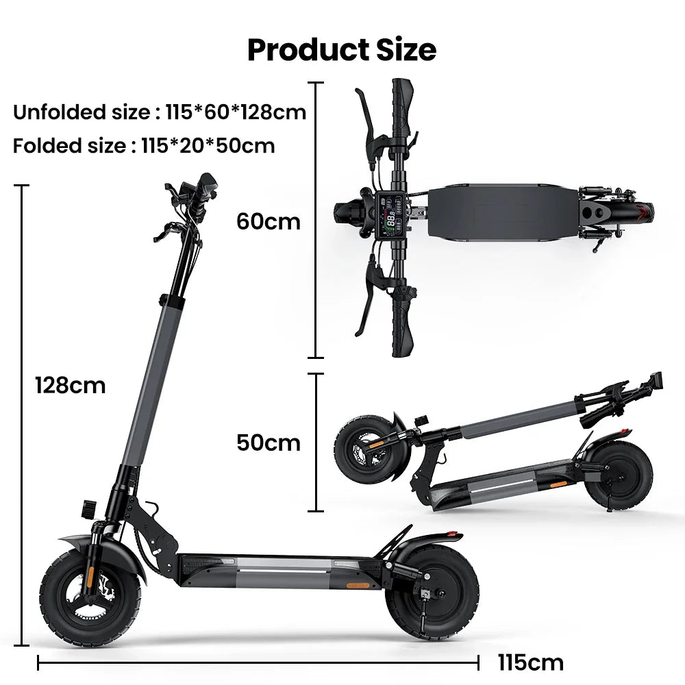ISCOTER W9 Electric scooter 1000W engine 48V14AH battery foldable E-type scooter 10-inch pneumatic tire adult electric scooter