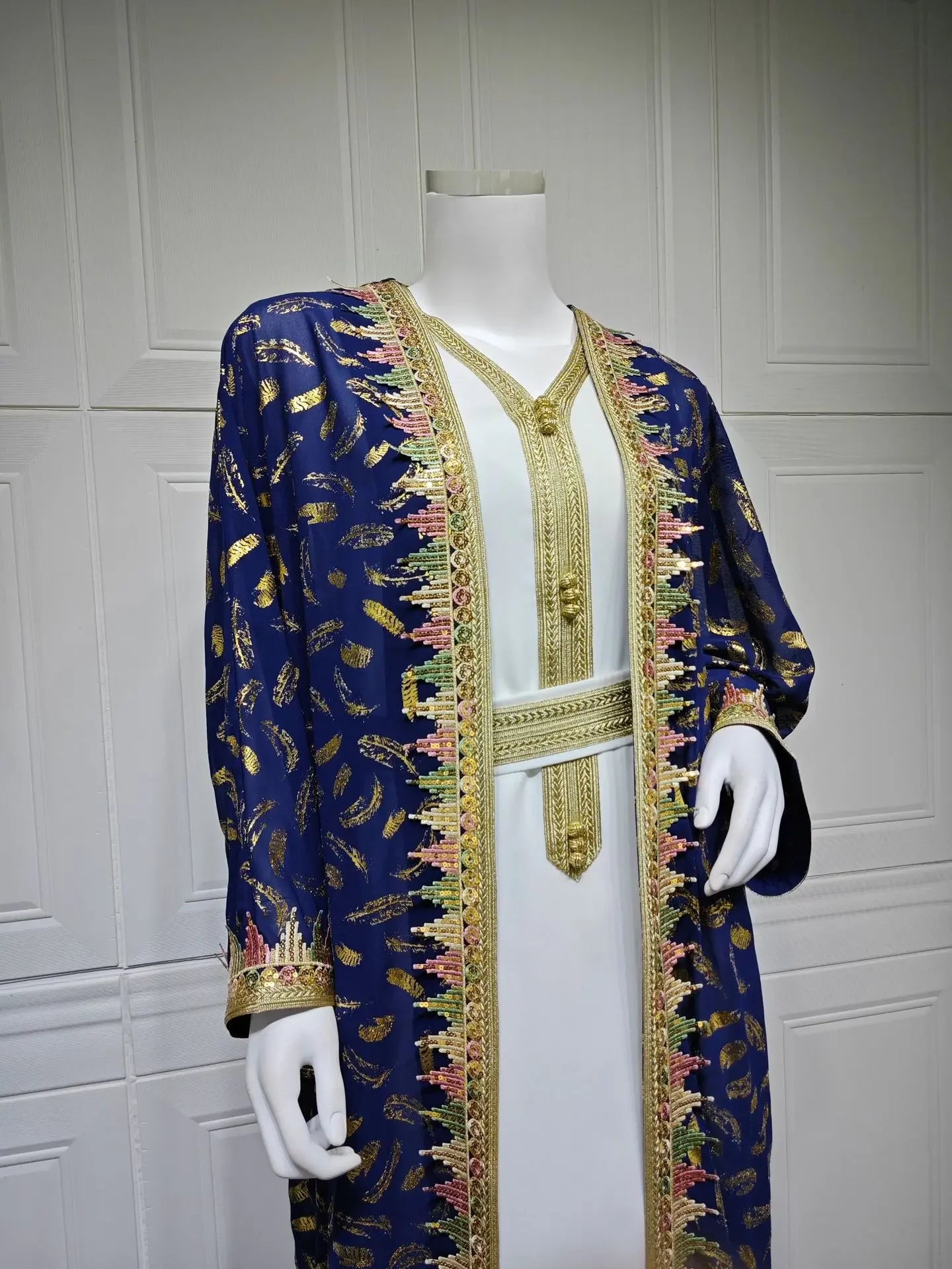 Muslim Abaya 3 Piece Set Women Party Dresses Cardigan Robe Sashes Suit Bronzing Jalabiya Ramadan Morocco Dubai Kaftan Vestidos