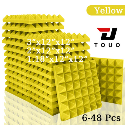TOUO Acoustic Foam 6-48 Pcs Sound Proof Wall Panels High Density Studio Sound Absorbing Material Acoustic Foam Home Decoration