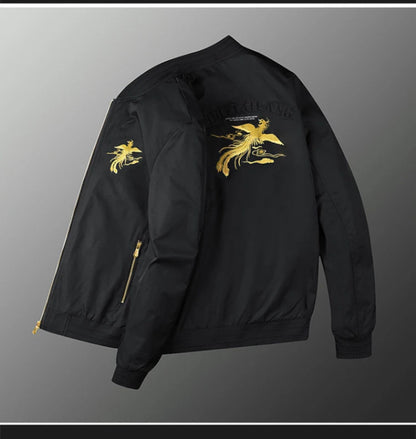 Spring men's Phoenix embroidered jacket Slim youth coat Outdoor sports trend top men's jacket.
