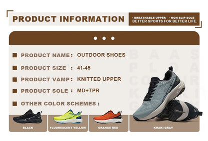 Baasploa Männer Wanderschuhe Komfort Tragen Beständig Outdoor Schuhe Männer Atmungsaktives Mesh Casual Turnschuhe Klettern Nicht-Slip Spitze Up