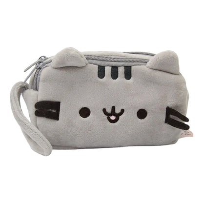 Plush Pencil Case Cute Cat Makeup Bag Large Capacity Portable Plush Animal Stationery Storage Pouch Zipper Closure Pen Case.