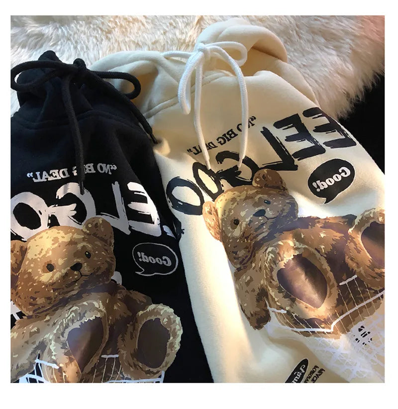 Braunbär Männer & Frauen Casual Oversize Hoodies Langarm Pullover Verdicken Paar Hoodie Kapuzenpullover Samt Paar Kleidung.