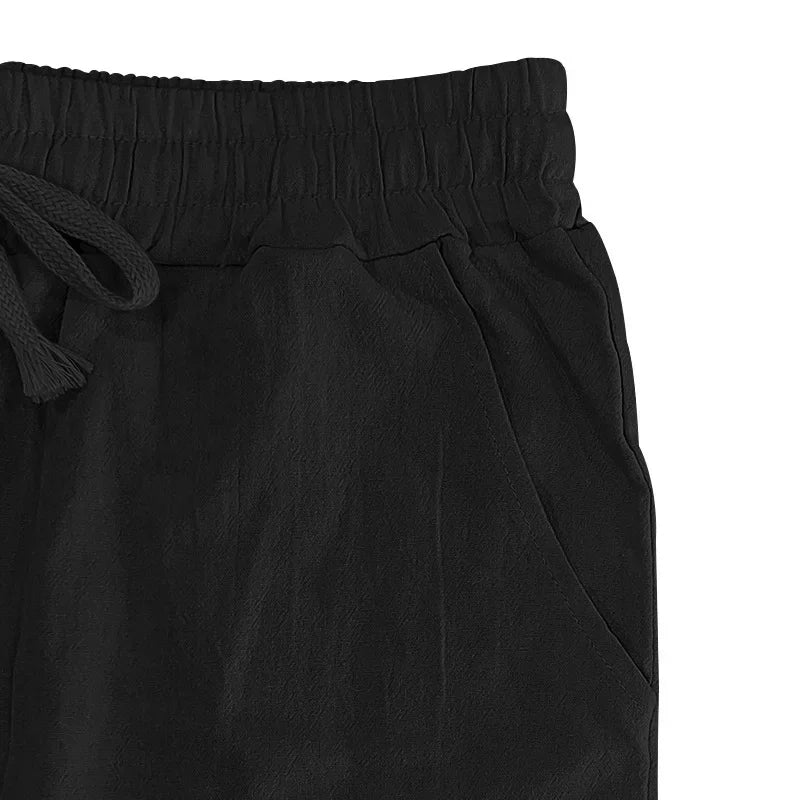 2025 Cross-border American Four Seasons Linen Men's Casual Suit Loose Long Sleeve Pants Shirt Suit Men's