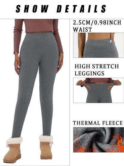 Superweiche, mit Fleece gefütterte Leggings für Damen, Workout, Yoga, Laufen, Thermo-Warmhose für kalten Winter