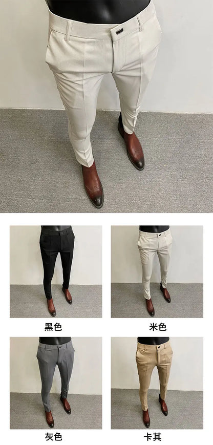 Men Suit Pants Formal Trousers Stretch Slim Pantalone Hombre Calça Masculina Solid Color Casual Dress Pants Fashion Men Clothing