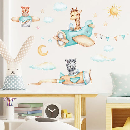 Cute Bear Moon Star Wall Stickers for Kids Rooms Girls Boys Baby Room Decoration Kawaii Cartoon Animal Nursery Wallpaper Vinyl.