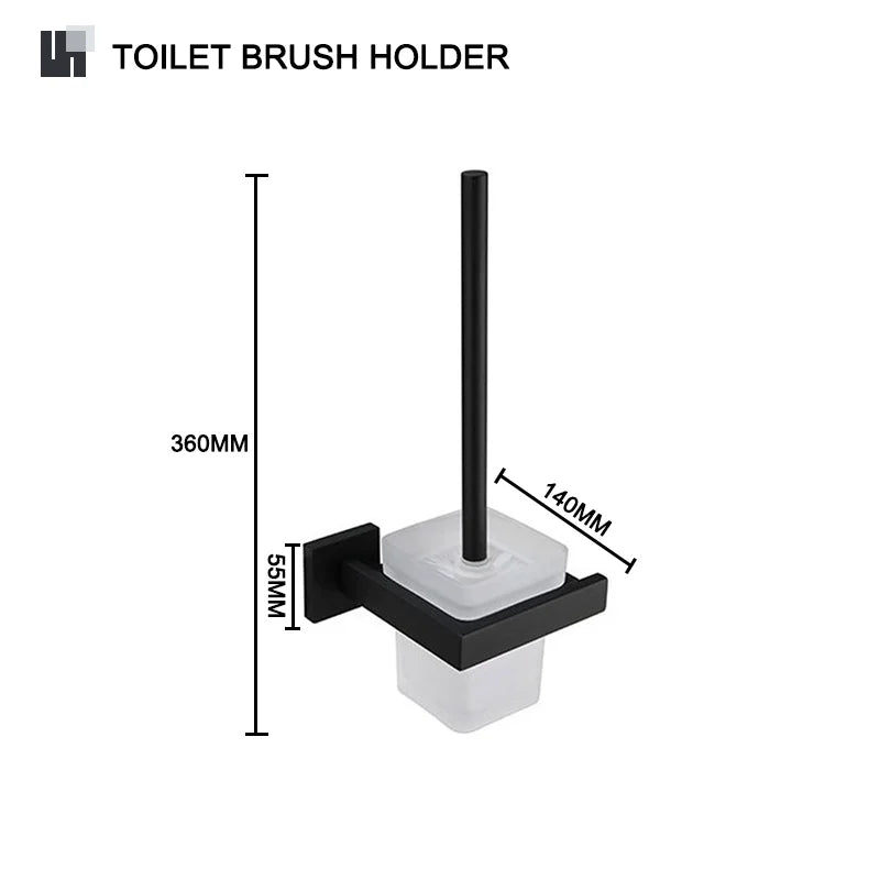 Schwarz Bad zubehör Edelstahl Set Wandre gal Handtuch halter Handtuch halter Taschentuch halter Kleider haken Toiletten bürste Anhänger