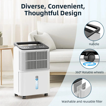 Dehumidifier 16 L/day, Ultra-quiet Electric Intelligent Central Control, Auto Mode, Moisture Display, 24h Timer Home Appliances.