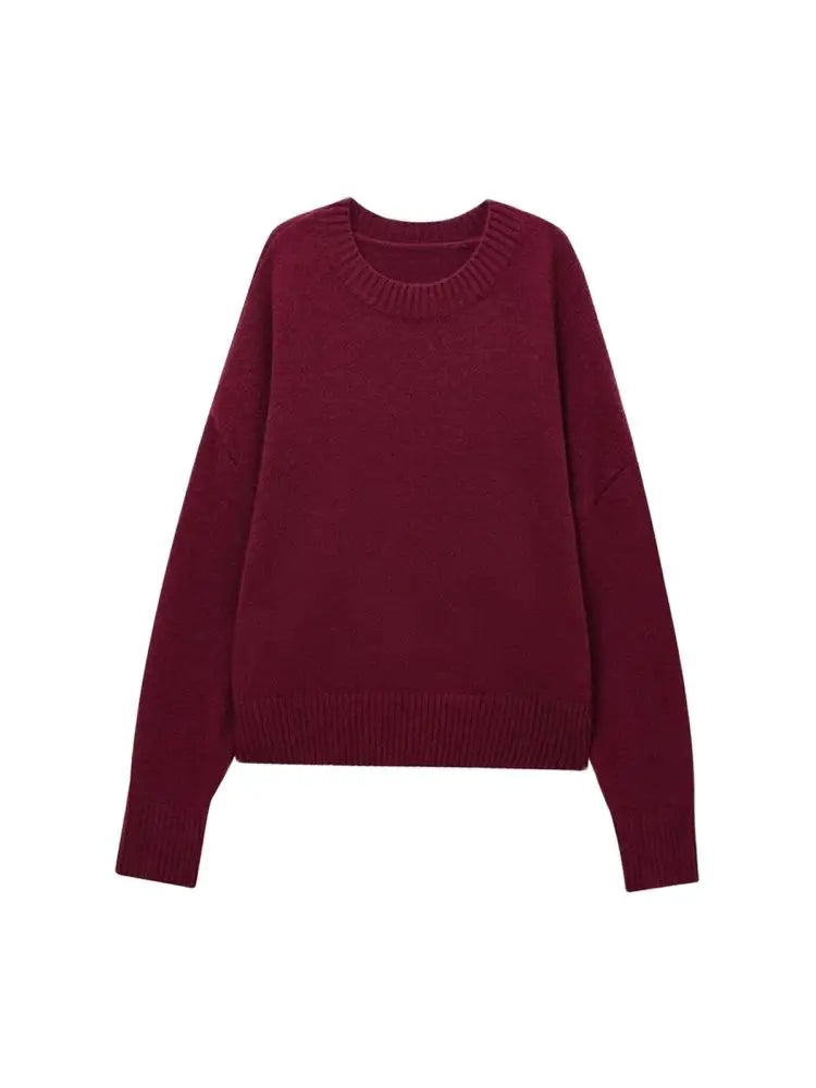 TRZA-Damen Soft Touch Übergroßer Strickpullover, O-Ausschnitt, lange Ärmel, weibliche Pullover, schicke Tops, Mode