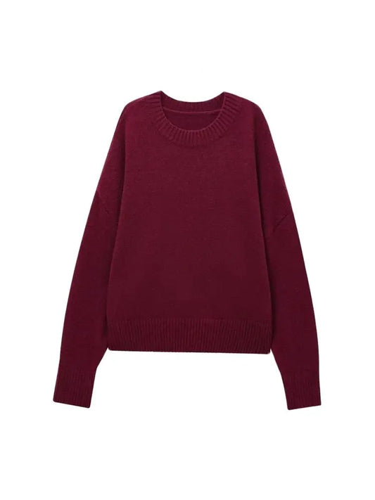 TRZA-Damen Soft Touch Übergroßer Strickpullover, O-Ausschnitt, lange Ärmel, weibliche Pullover, schicke Tops, Mode