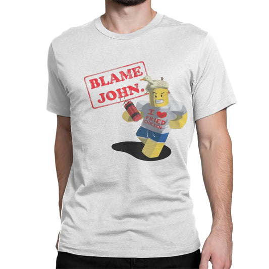 Men Women Shedletsky Blame John Forsaken T Shirts Meme Robloxs 100% Cotton Tops Short Sleeve Tee Shirt Graphic Printed T-Shirts.