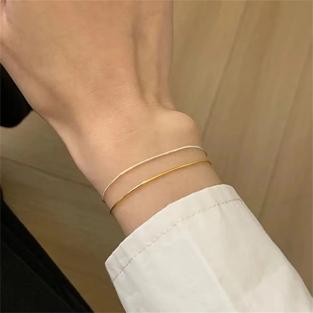 New Ultra-fine Stainless Steel Snake Chain Bracelet Gold Color Simple Bracelet For Women INS Fashion Jewelry Accessories.