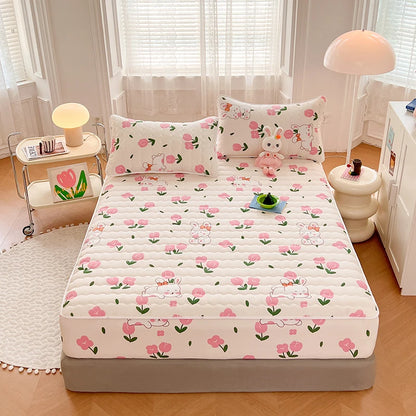 Quilted Mattress Cover For Kids Single/Double Size Rabbit Printing cubre colchón 200X220cm Anti-Mite 매트리스커버 Queen/King Size 매트리스.