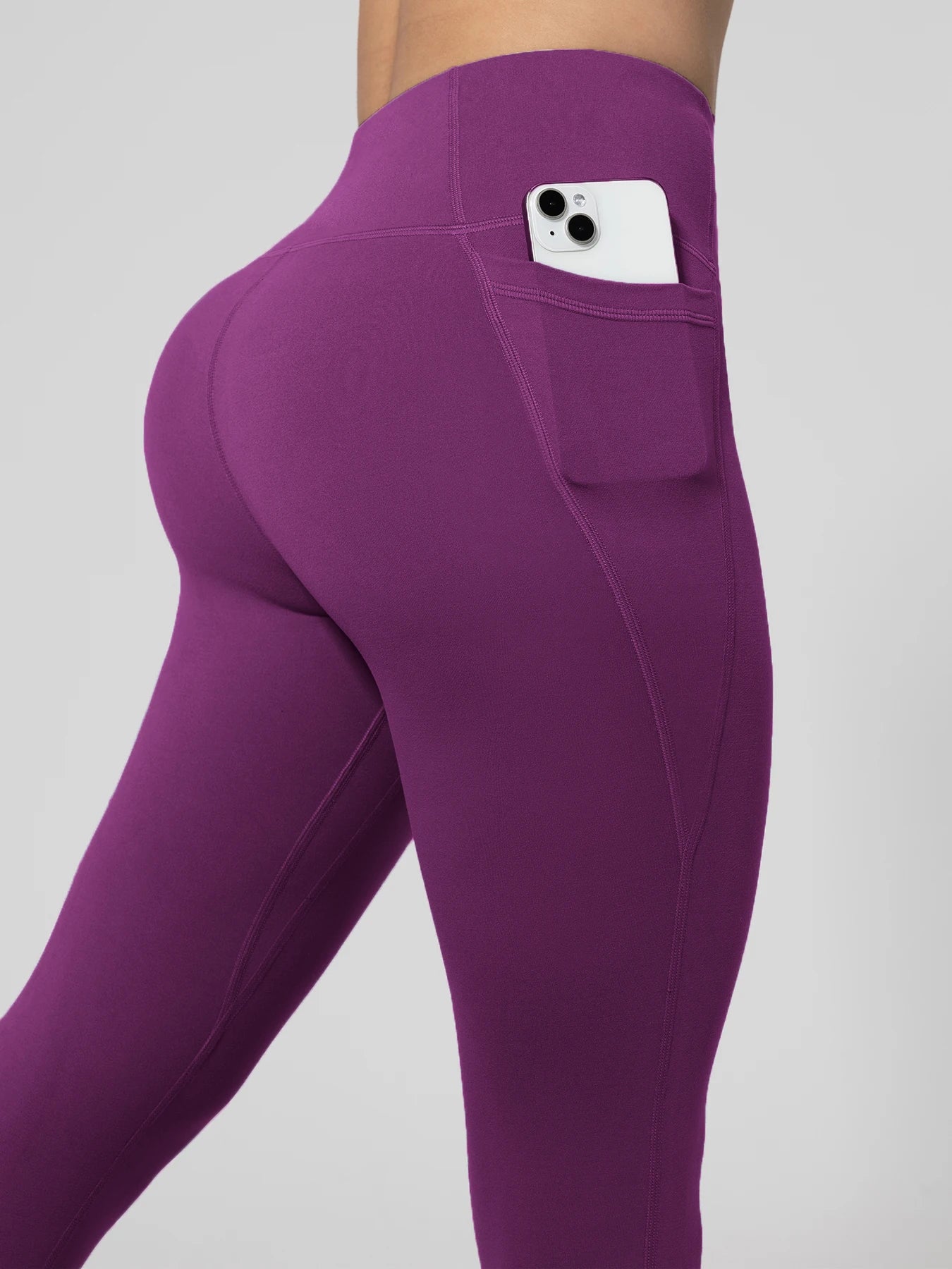 Nahtlose Damen-Leggings mit Taschen, einfarbig, hohe Taille, Po-Lifting-Strumpfhose, schlanke elastische Leggings, Sportbekleidung | H&D Shop