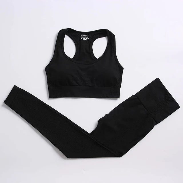 2/4PCS Summer Seamless Yoga Set Women Workout Clothes Sports Bra Short Sleeve Crop Top High Waist Legging Fitness Sports Suits